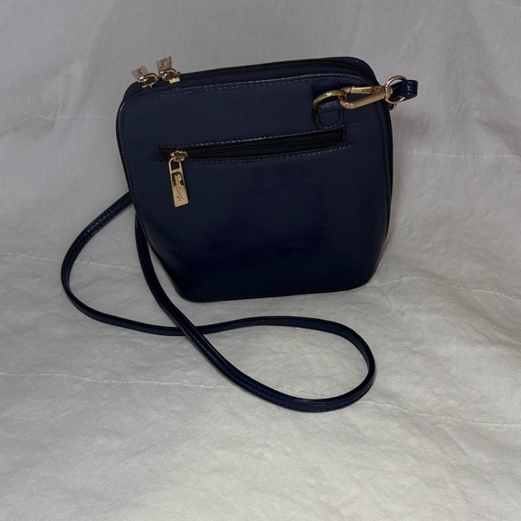 Handbags - Navy Crossbody Shoulder Bag with Gold Hardware